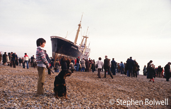 Going to see one of Brighton's leading tourist attractions, the Athena-B for the month it remained on the beach before it was towed away for salvage.   