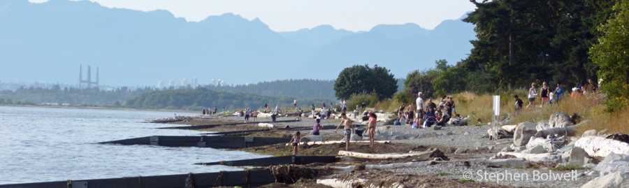 Earlier, during a warm summer there were hardly any people swimming here - even in the cordoned off swimming zone and there were birds along the tideline.