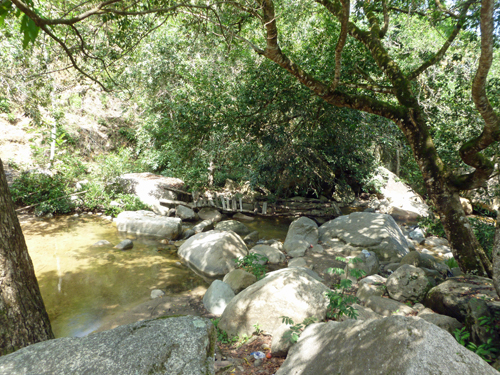 Look carefully on the other side of the rocks the redistribution of litter is already happening along the river.