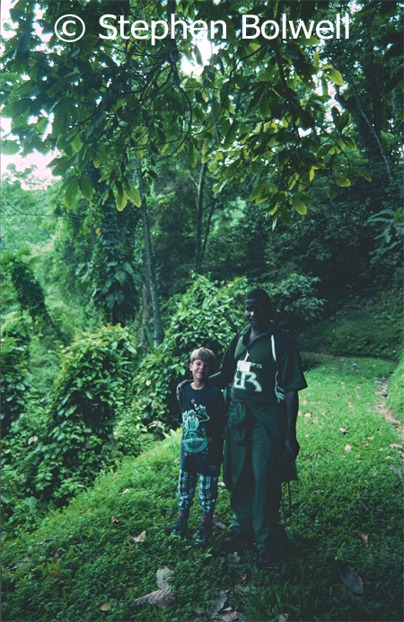 Peter with my son at the entrance to a forest trail when we were all a bit younger.