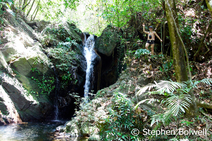 Getting up there is more difficult than it looks - climbing around waterfall can often be slippery.
